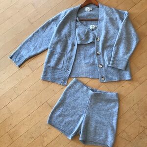 Polly Blue Knit Cardigan and Shorts Set